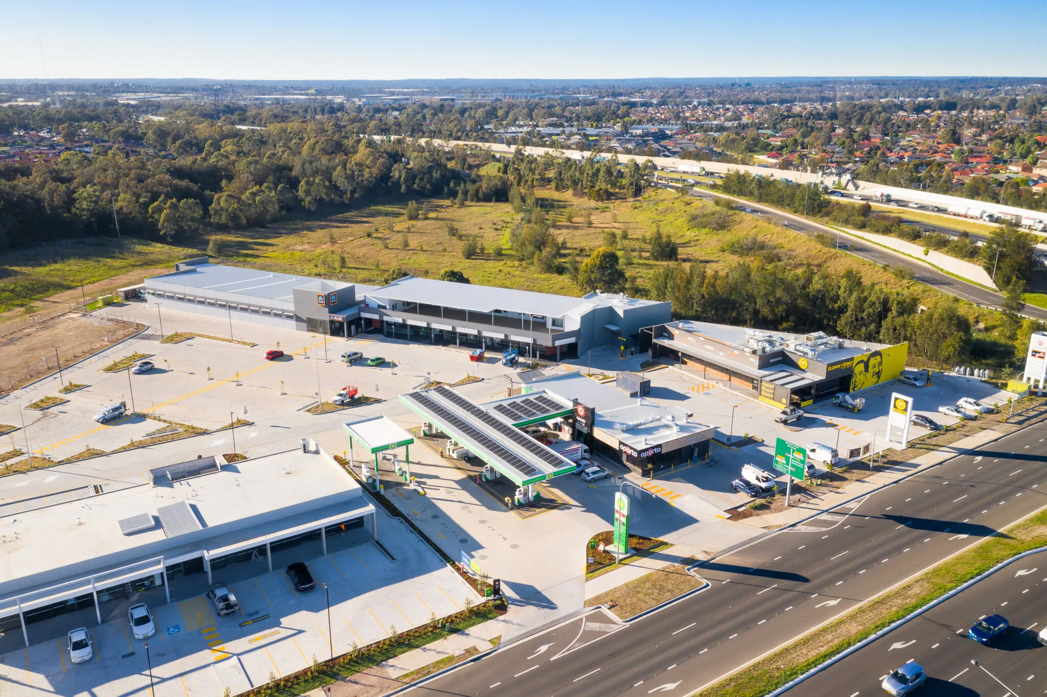 Aerial view of The Landmark commercial precinct at Hoxton Park